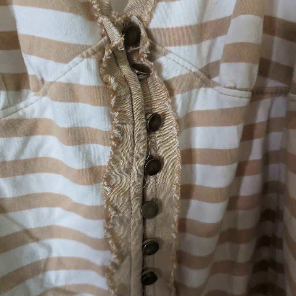 Free People Mylo Striped Button-Down Halter Top Tan Medium GUC - Picture 2 of 6